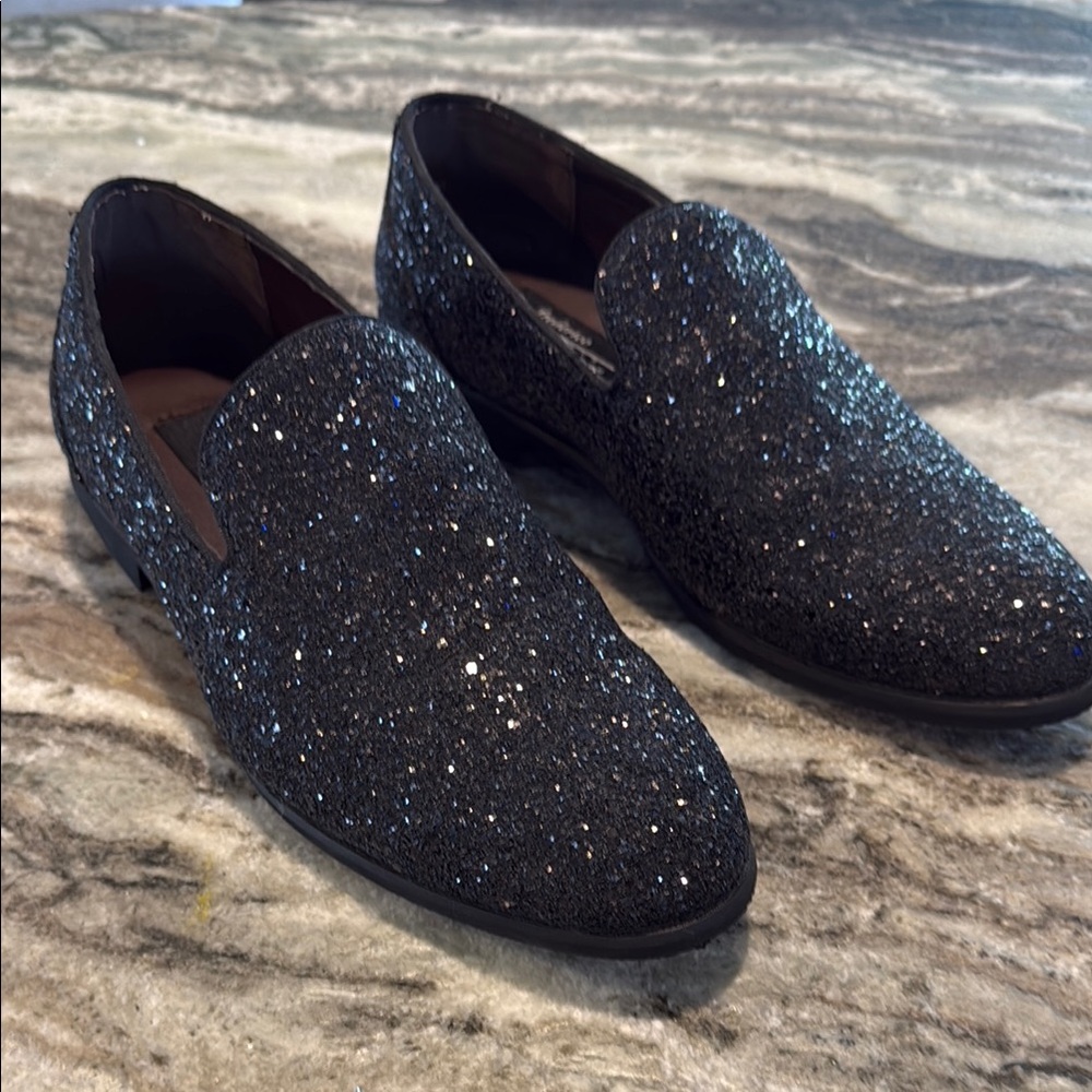 Men's Black Glitter Loafers